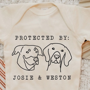 Protected By Dog Onesie®, Custom Dog Breed Onesie®, Personalized Dog Name Baby Onesie®, Dog Sibling Outfit, Baby Shower Gift, Typewriter
