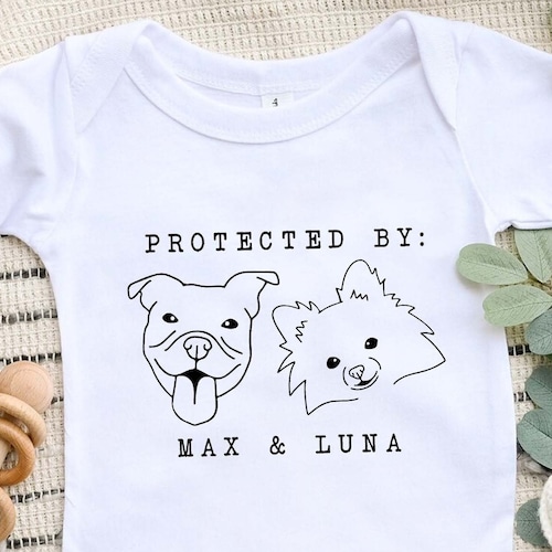 Protected by Dog Onesie® Newborn Outfit Custom Baby Shower Etsy