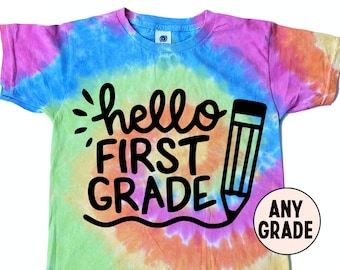 First Grade Tie Dye Shirt, First Grade Shirt, Retro First grade Shirt, Back to School Tie Dye Shirt, Teacher Tie Dye Shirt