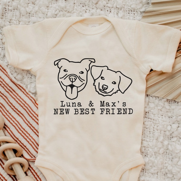 New Best Friend Onesie®, Protected By Dog Onesie®, Personalized Dog Name Onesie®, Dog Name Onesie®, Baby Shower Gift, Newborn Baby Gift