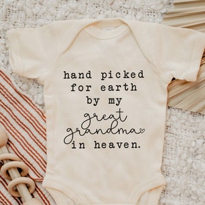 Hand Picked for Earth by my Great Grandma in Heaven Onesie®, Newborn Onesie®, Typewriter, Baby Announcement Outfit,