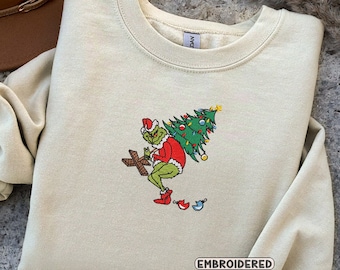 Embroidered Christmas Sweatshirt, Christmas Tree Embroidered Sweatshirt, Christmas Funny Sweatshirt, Christmas Gift