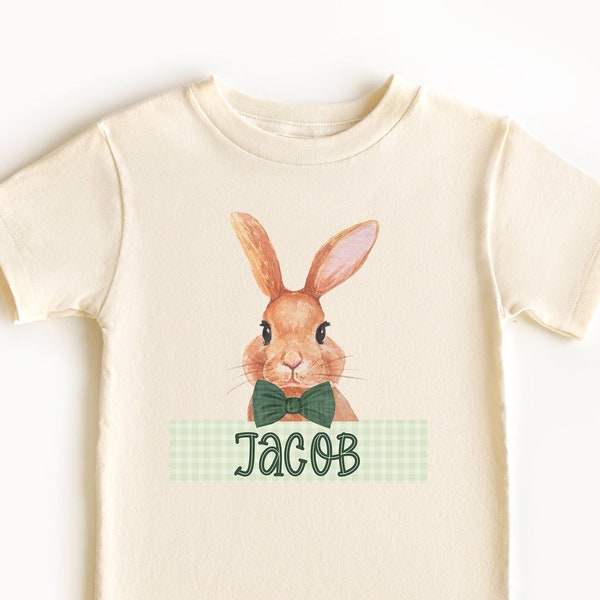 Easter Shirt for Boys, Easter Bunny Shirt, Easter Boy Shirt, Personalized Easter Shirt, Gingham Easter Boy Outfit, Bunny with Bow Tie,Custom