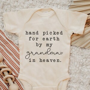 Hand Picked for Earth by my Grandma in Heaven Onesie®, Newborn Onesie®, Typewriter, Baby Announcement Outfit, Baby Shower Gift