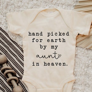 Hand Picked for Earth by my Aunt in Heaven Onesie®, Newborn Onesie®, Typewriter, Baby Announcement Outfit, Baby Shower Gift
