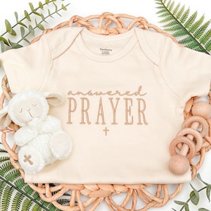 Answered Prayer Embroidered Baby Onesie®, Newborn Gift, Pregnancy Announcement