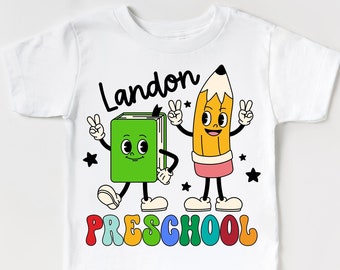 Personalized Preschool Shirt, Personalized Back to School Shirt, Retro Preschool Shirt, Groovy Preschool Shirt For Boys and Girls