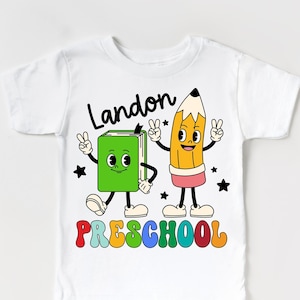 Camisa preescolar personalizada, camisa personalizada de regreso a la escuela, camisa preescolar retro, camisa preescolar maravillosa para niños y niñas