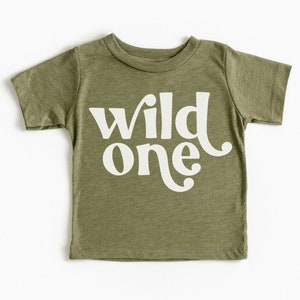 Wild One Shirt, Retro Wild One Shirt, First Birthday Outfit, Boy Wild One T-Shirt, Gender Neutral First Birthday, Olive Green