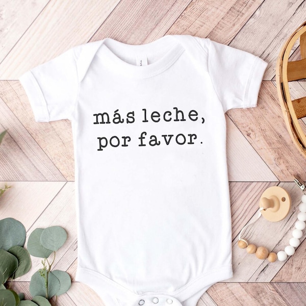 Mas Leche Porvafor Onesie®, Spanish Onesie®, Funny Spanish Baby Shower Gift, Funny Baby Onesie®, Typewriter Onesie®,