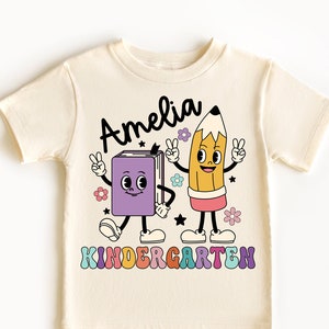 Personalized Kindergarten Shirt, Personalized Back to School Shirt, Retro Girls Kindergarten Shirt, Kindergarten Shirt For Girls