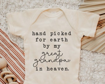Hand Picked for Earth by my Great Grandpa in Heaven Onesie®, Newborn Onesie®, Typewriter, Baby Announcement Outfit, Baby Shower Gift