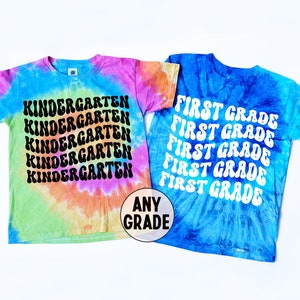 Erstklassiges Shirt, Batik-Kindergarten-Shirt, Retro-Batik-Shirt für Schulanfang, Erster Schultag-Shirt für Jungen und Mädchen