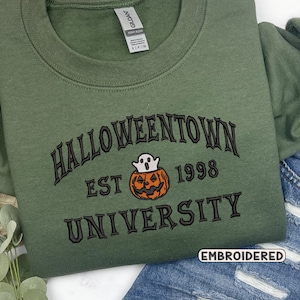 Embroidered Halloweentown Sweatshirt, Embroidered Fall Sweatshirt, Halloween Embroidered Sweatshirt, Spooky Season, Halloweentown University