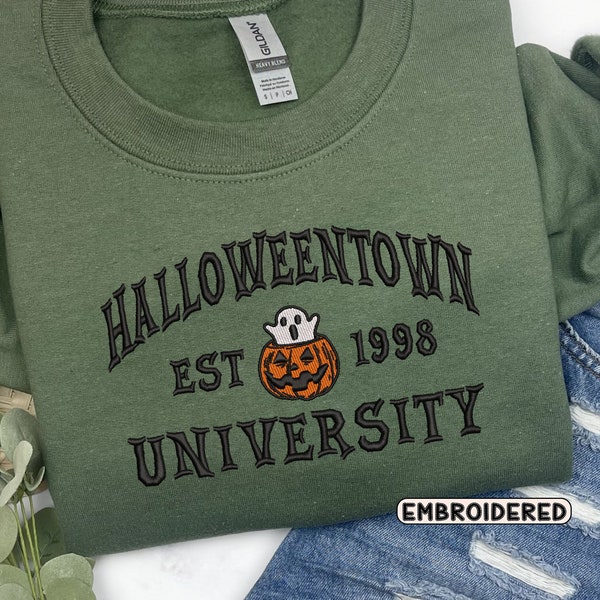 Embroidered Halloweentown Sweatshirt, Embroidered Fall Sweatshirt, Halloween Embroidered Sweatshirt, Spooky Season, Halloweentown University