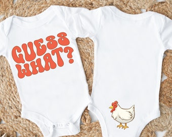 Guess What Chicken Butt Retro Onesie®, Funny Baby Onesie®, Baby Shower Gift, Gender Neutral Baby Gift