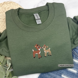 Classic Rudolph and Clarice Embroidered Sweatshirt,  Christmas Embroidered Sweatshirt, Christmas Movie Sweatshirt, Christmas Gift