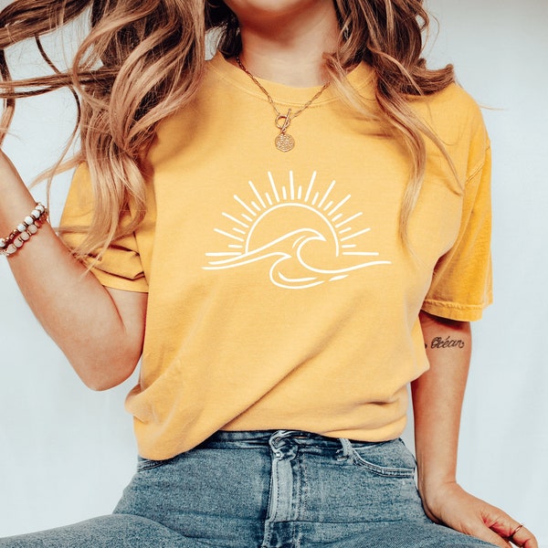 Comfort Colors Sun Ocean T-Shirt, Sunset T-Shirt, Ocean Waves T-Shirt, Summer T-Shirt, Summer Beach Shirt, Boho Summer Shirt