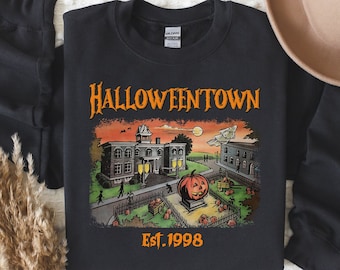 Halloweentown-tröja, Halloweentröja, hösttröja, läskig säsong, retro vintage-tröja, Halloween-rundkrage