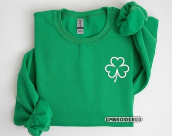 Embroidered Shamrock Sweatshirt, Embroidered St Patricks, Saint Patrick's Day Sweatshirt, Clover Sweatshirt, Women St Patricks Sweatshirt