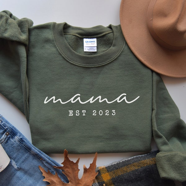 Mama Est Sweatshirt, Mama Est 2024 Sweatshirt, Custom Mom Sweatshirt, Mom Gift, New Mom Gift, Mama Sweatshirt, Cadeau voor mama, Retro Mom