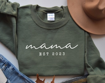 Sudadera Mama Est, Sudadera Mama Est 2024, Sudadera de mamá personalizada, Regalo de mamá, Regalo de nueva mamá, Sudadera de mamá, Regalo para mamá, Mamá retro