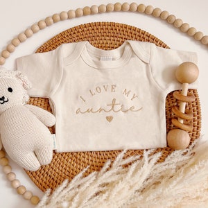 I Love My Auntie Onesie® Brand, Embroidered Onesie®, New Aunt Gift, Newborn Baby Gift, Aunt Announcement, Auntie&#39;s Bestie