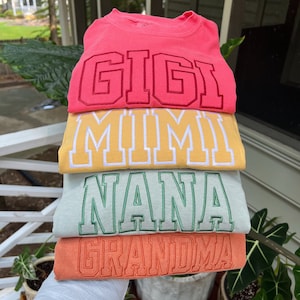 Comfort Colors® Embroidered Grandma Shirt, Gigi Shirt, Gift for Grandma, Nana Shirt, New Grandma Gift, Embroidered Grandma, College Block