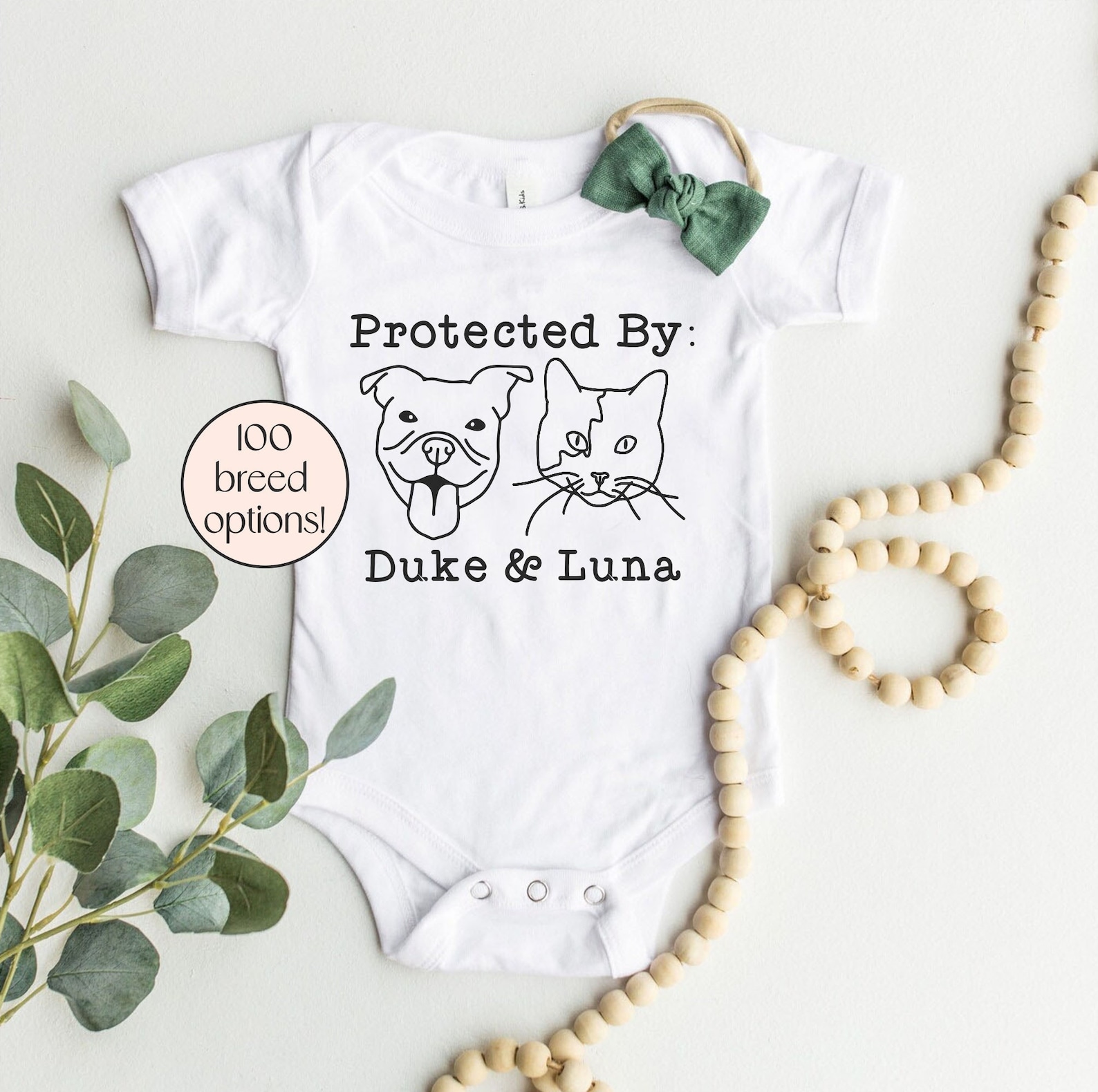 Protected by Dog Onesie® Custom Dog Breed Onesie® Etsy