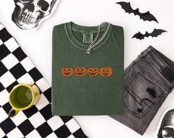 Embroidered Pumpkin Shirt, Embroidered PumpkinPatch, Comfort Colors Halloween Shirt, Vintage Halloween Shirt, Spooky Season