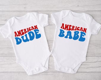 Fourth of July Onesie®, 4th of July Onesie®, American Babe Onesie®, American Dude Onesie®, Patriotic Onesie®, Newborn Gift