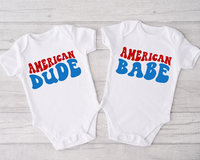 Body del 4 de julio®, Body del 4 de julio®, Body American Babe®, Body American Dude®, Body patriótico®, Regalo para recién nacidos imagen 1