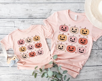 Rosa pumpalapps-tröjor, mamma och jag Halloween-tröjor, hösttröjor för mamma och mig, Halloween-kostymtröjor för småbarn