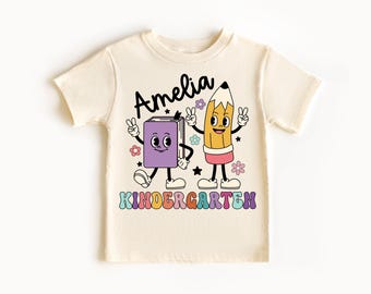 Camisa de jardín de infantes personalizada, camisa de regreso a la escuela personalizada, camisa de jardín de infantes de niñas retro, camisa de jardín de infantes para niñas