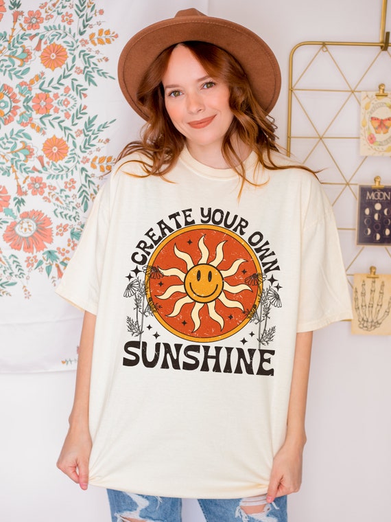 Create Your Own Sunshine Shirt, Comfort Colors Summer Shirt, Retro Comfort Colors Shirt, Gift For Her, Retro Sun T-Shirt, Mother's Day Gift