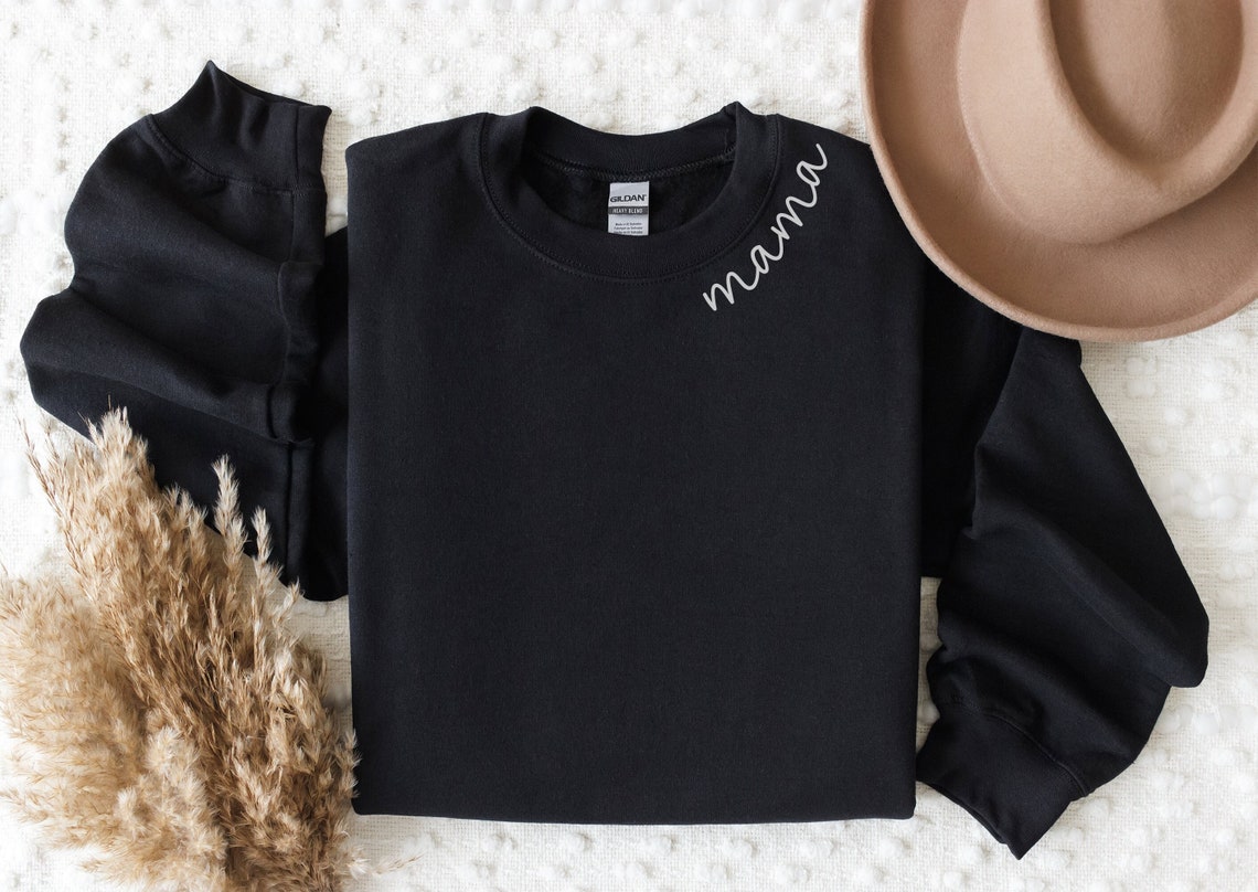 Mama Sweatshirt Mama Minimalist Sweatshirt Mama Kragen Black