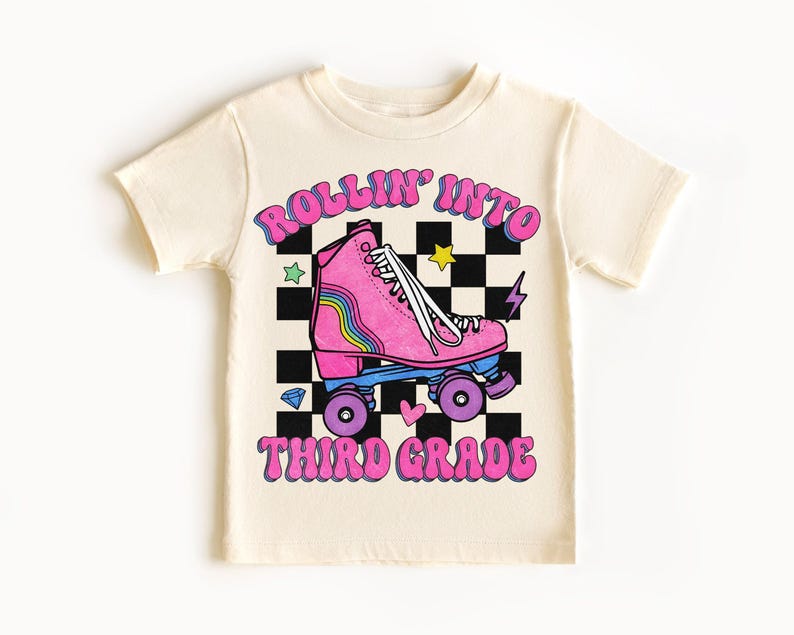 Rollin Into Camisa de tercer grado, Camisa retro de tercer grado, Camisa de escuela de patines de ruedas, Camisa de tercer grado para niñas, Camisa de regreso a la escuela imagen 1