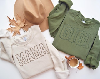 Mama geborduurd sweatshirt, oma geborduurd sweatshirt, oma cadeau, cadeau voor moeder, Moederdagcadeau, mama gepersonaliseerd sweatshirt