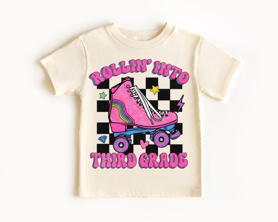 Rollin Into Third Grade Shirt, Third Grade Retro Shirt, Roller Skates School Shirt, Third Grade Shirt for Girls, Back to School Shirt