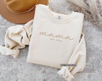 Moletom bordado da mamãe, moletom da Mama EST, moletom do dia das mães, presente para a mamãe, presente do dia das mães, moletom personalizado da mamãe