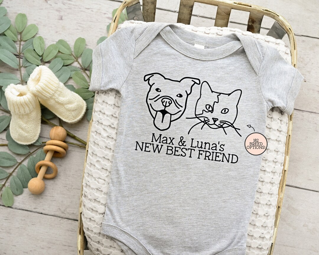 New Best Friend Onesie®, Protected by Dog Onesie®, Custom Dog Breed
