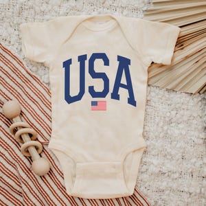 USA Flag Onesie®, Fourth of July Onesie®, USA Onesie®, 4th of July Onesie®, Patriotic Onesie®, USA Flag Onesie®, Red Onesie® image 1