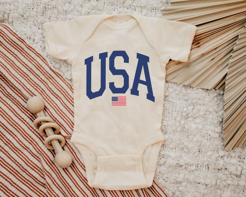 USA Flag Onesie®, Fourth of July Onesie®, USA Onesie®, 4th of July Onesie®, Patriotic Onesie®, USA Flag Onesie®, Red Onesie® image 1