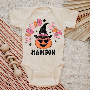 Personalized Halloween Onesie®, Halloween Girl Onesie®, Baby Shower Gift, Newborn Halloween Gift, Cute Pumpkin Onesie®, Baby Halloween image 1