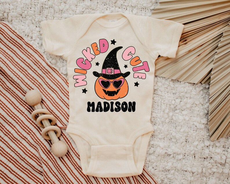 Personalized Halloween Onesie®, Halloween Girl Onesie®, Baby Shower Gift, Newborn Halloween Gift, Cute Pumpkin Onesie®, Baby Halloween image 1
