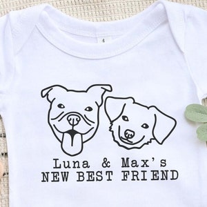 New Best Friend Onesie®, Protected By Dog Onesie®, Personalized Dog Name Onesie®, Dog Name Onesie®, Baby Shower Gift, Newborn Baby Gift image 10