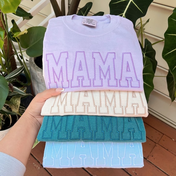 Embroidered Mama Shirt, Gift for Mom, Mother's Day, Comfort Colors® College Block Tee