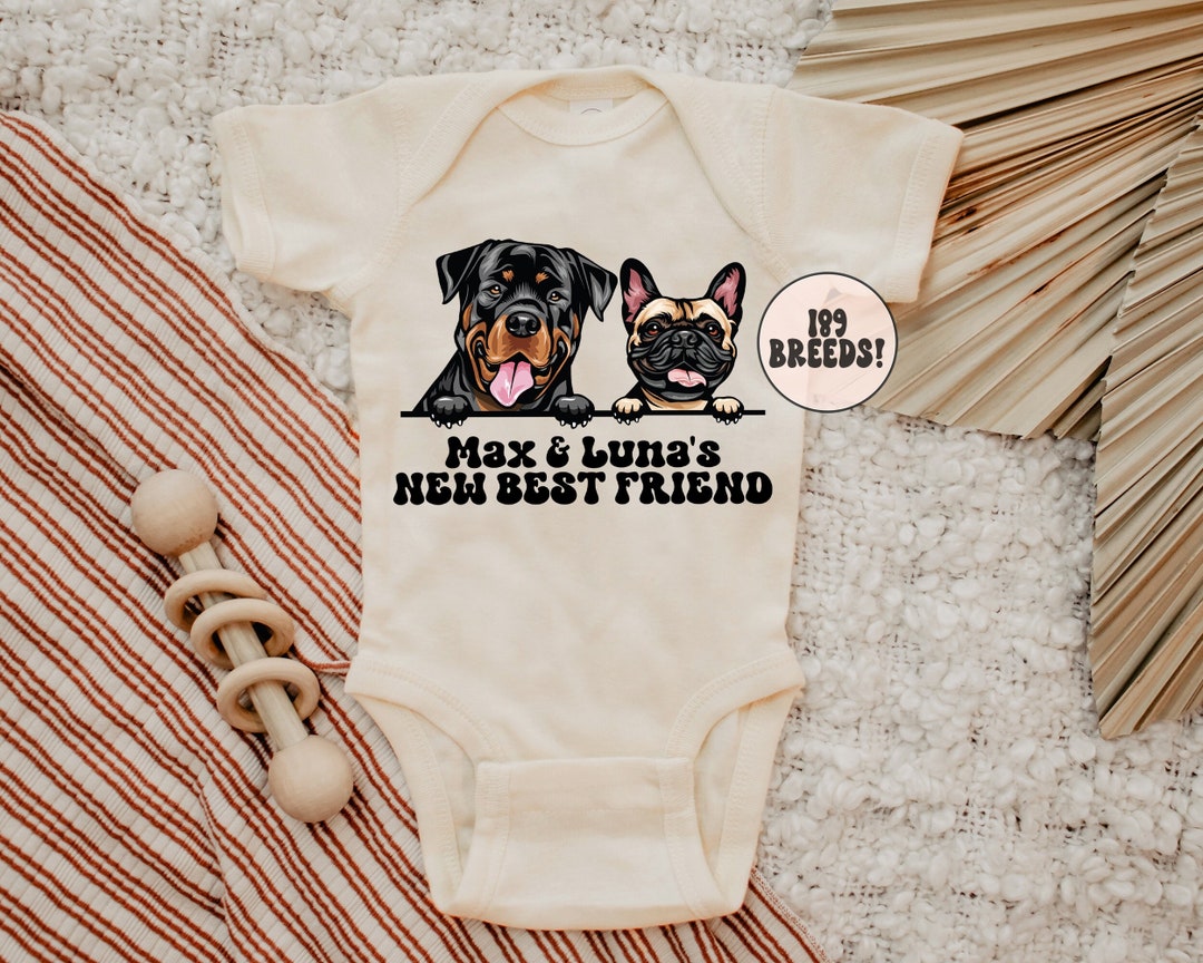 Baby Shower Gift, New Best Friend Onesie®, Custom Dog Breed Onesie®, Personalized Protected by ...