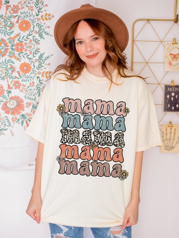 Mama T-Shirt, Mother's Day T-Shirt, Comfort Colors Mama T-Shirt, Retro Mama T-Shirt, Leopard Print, Gift For Mom, New Mom Gift, Vintage Tee