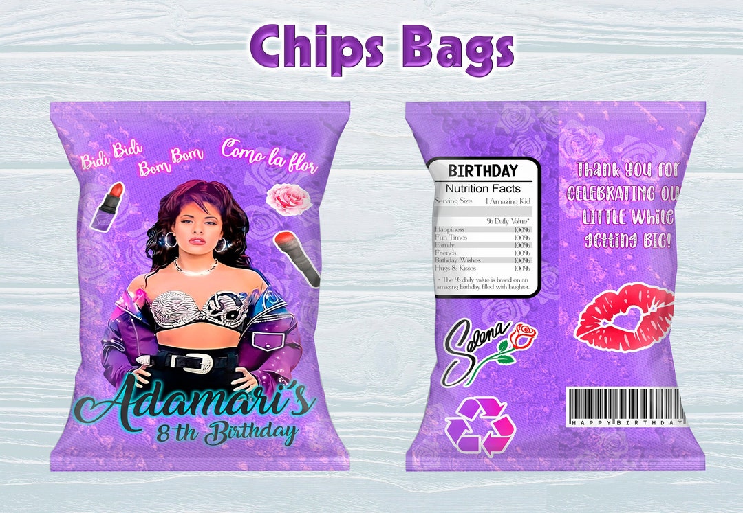 SELENA Chip Bag Printable / Digital Party Bag Favors / Kids Chip Bag